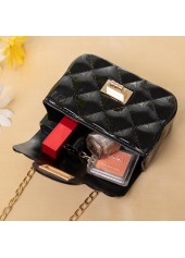 Chains Detail Black Turnlock Shoulder Bag