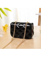 Chains Detail Black Turnlock Shoulder Bag