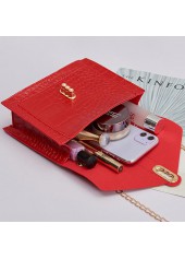 Chains Design Red Turnlock Shoulder Bag