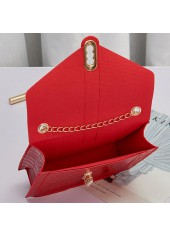 Chains Design Red Turnlock Shoulder Bag