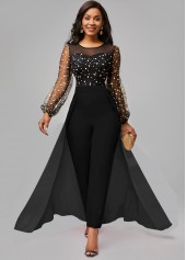 Polka Dot Hot Stamping Black Ankle Length Jumpsuit