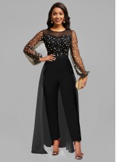 Polka Dot Hot Stamping Black Ankle Length Jumpsuit