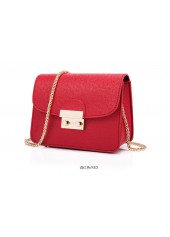Chains Wine Red Buckle Shoulder Bag