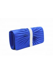 Sapphire Blue Rhinestone Magnetic PU Hand Bag