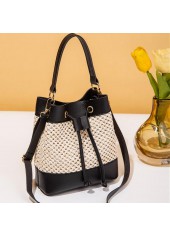 Contrast Black Drawstring Detail Shoulder Bag