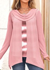 Ombre Pink Long Sleeve Faux Two Piece Sweatshirt