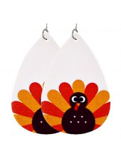 1 Pair White Teardrop Faux Leather Earrings