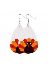 1 Pair White Teardrop Faux Leather Earrings