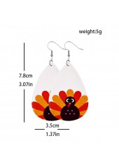 1 Pair White Teardrop Faux Leather Earrings