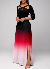 Red Ombre Twist Double Side Pockets Dress