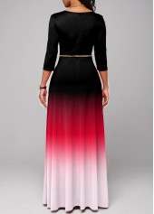 Red Ombre Twist Double Side Pockets Dress