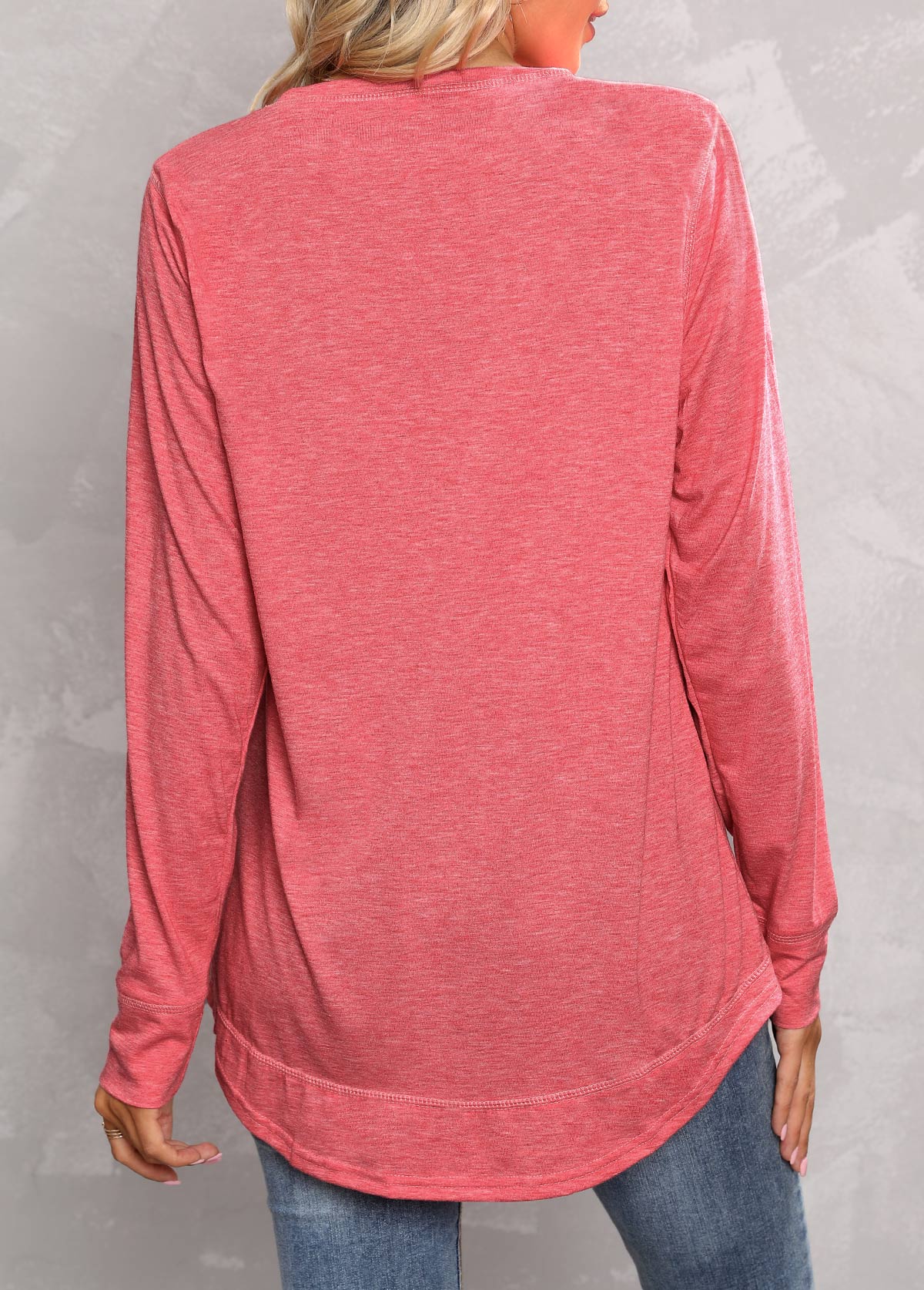 Peach Red Round Neck Regular Sleeve T Shirt