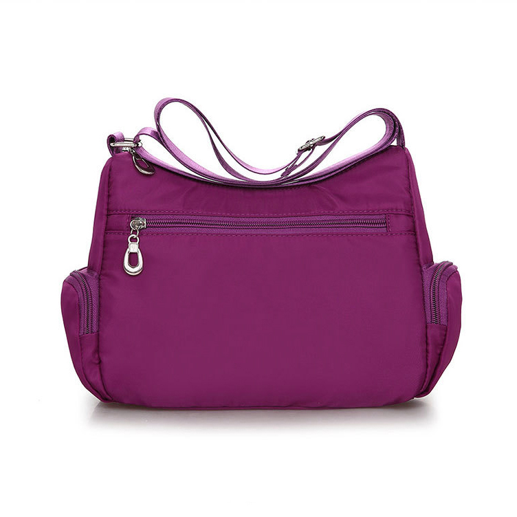Zipper Detail Dark Reddish Purple Shoulder Bag