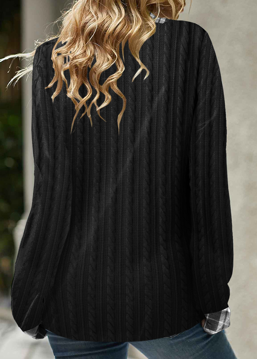 Asymmetric Hem Long Sleeve Black Sweatshirt