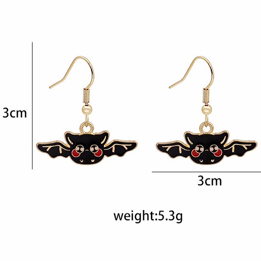 Halloween Design Alloy Black Bat Earrings
