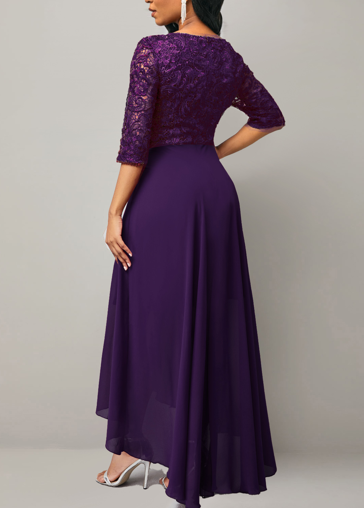 Purple Plus Size High Low X Shape Dress
