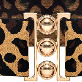 Leopard Multi Color Metal Detail Elastic Belt