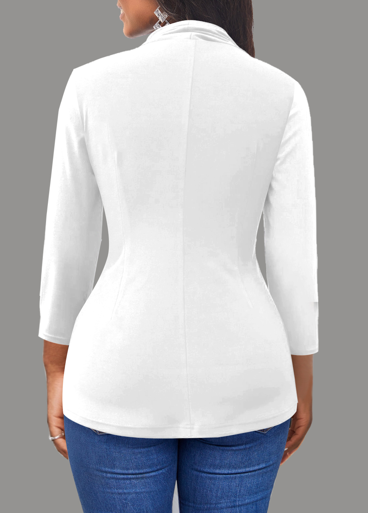 Twist White 3/4 Sleeve T Shirt