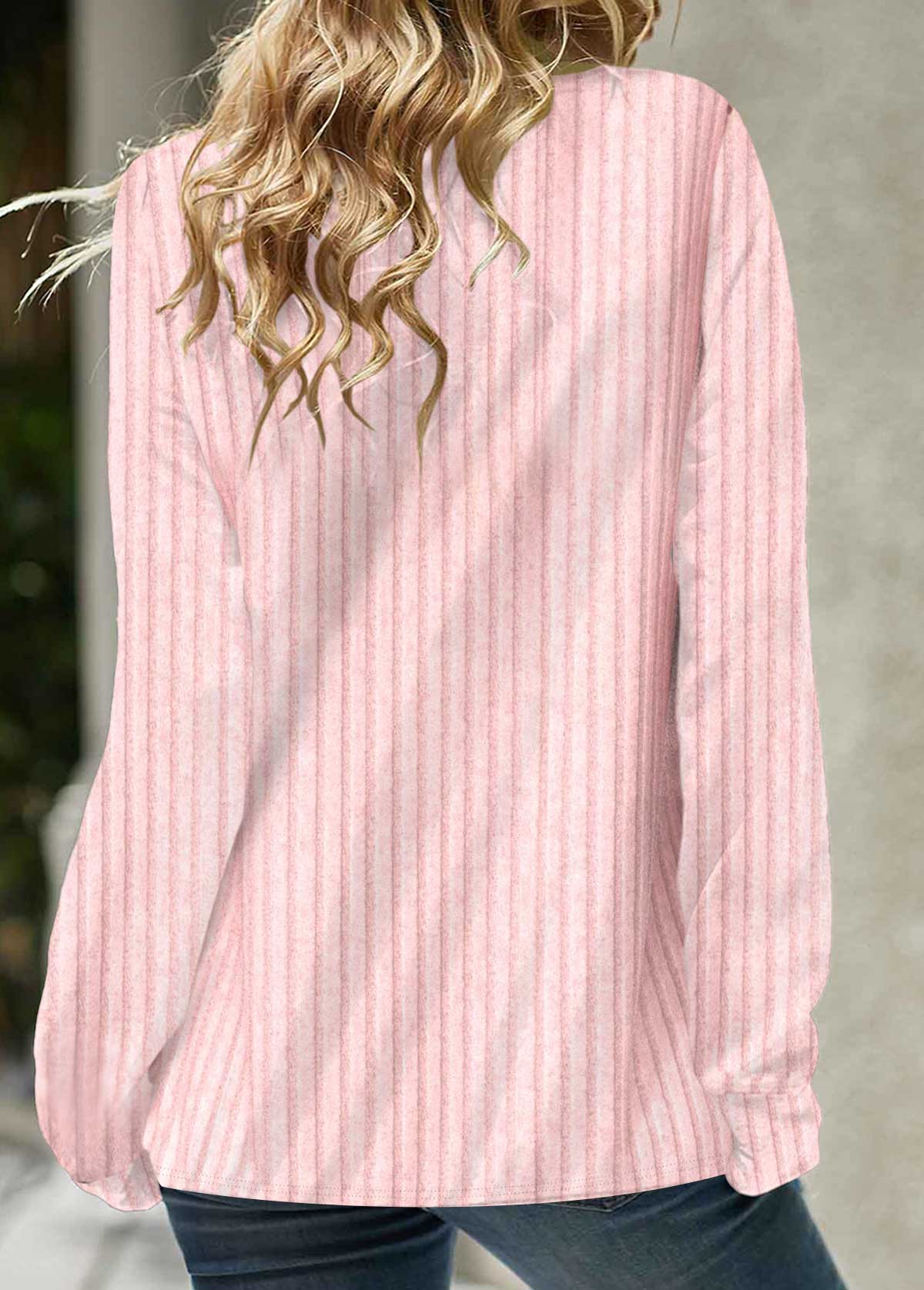 Pink Plus Size Tartan Print Regular Sleeve Sweatshirt