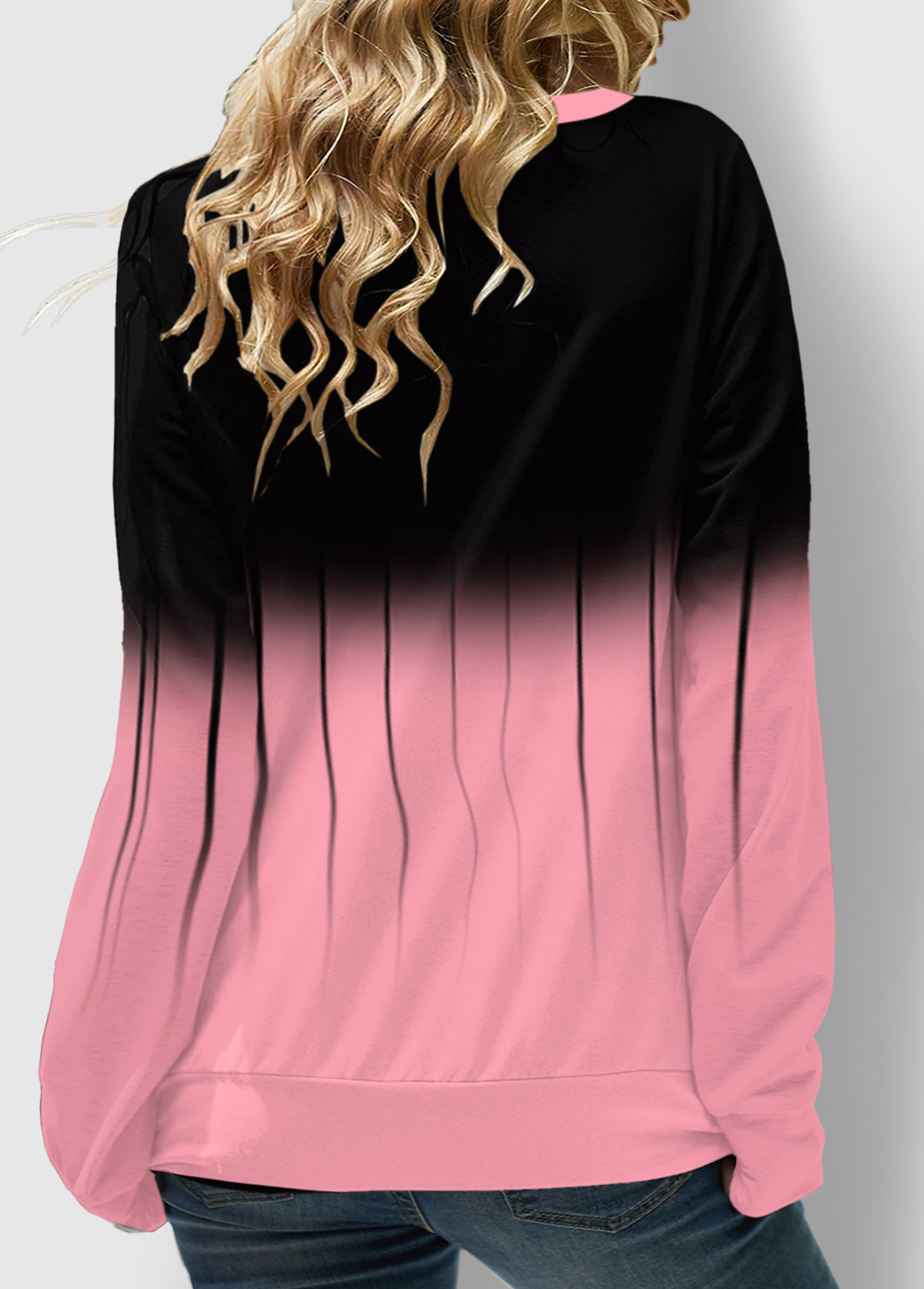 Ombre Pink Lace Up Regular Sleeve Sweatshirt