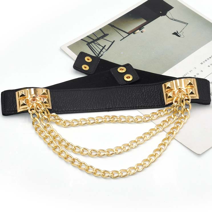 Elastic Chain Tassel Design Black Belt
