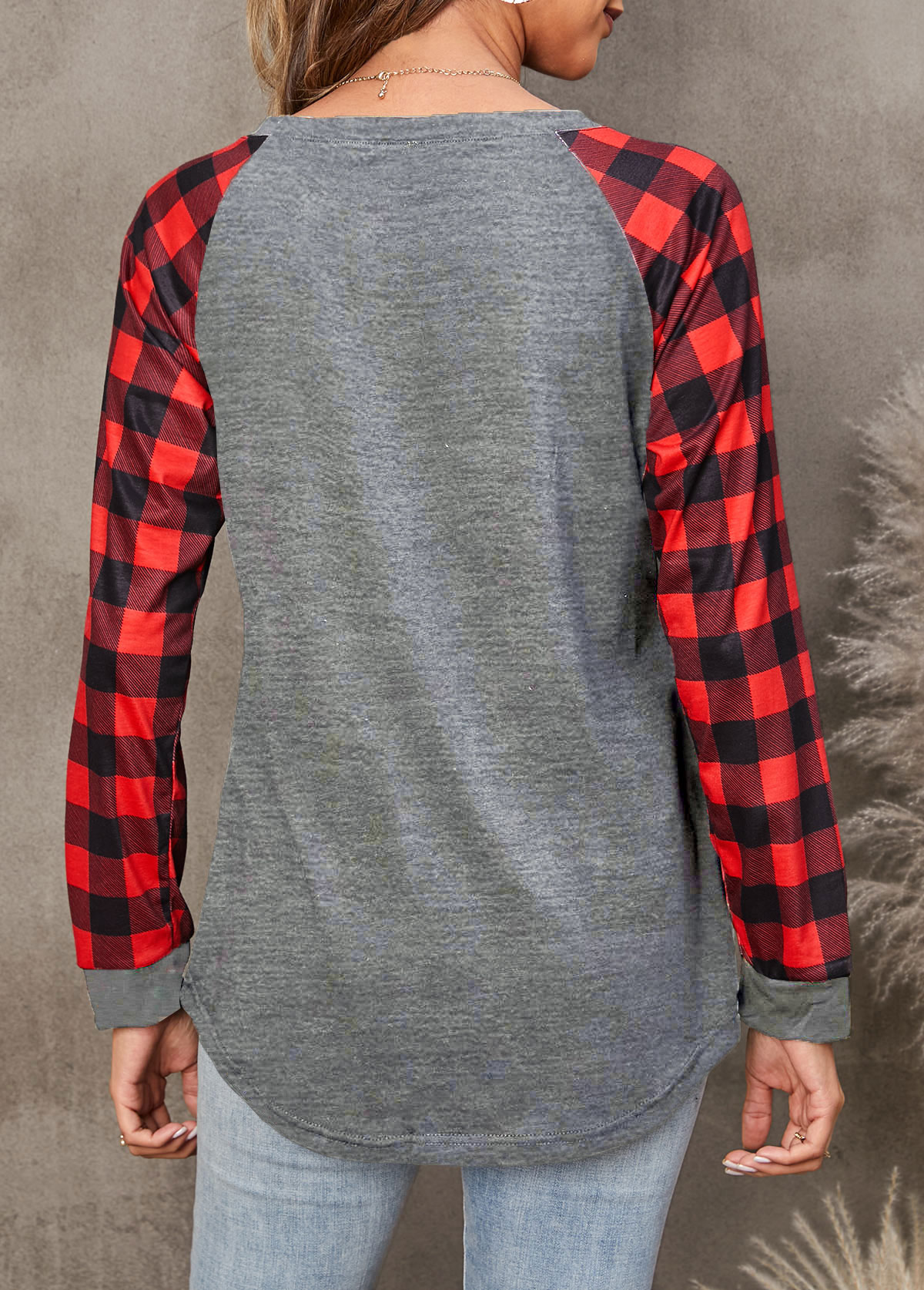 Christmas Tree Print Long Sleeve Red Sweatshirt