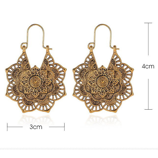1 Pair Bohemian Gold Floral Design Earrings