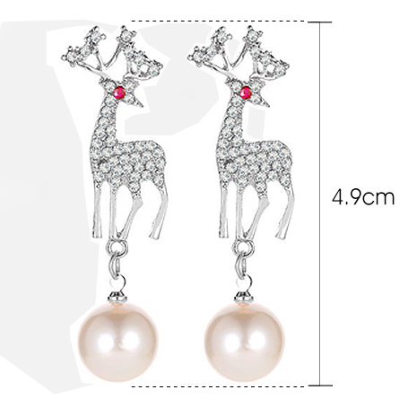 Round Design Pearl Detail Silvery White Earrings