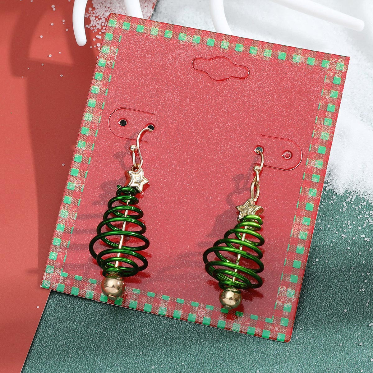 Christmas Tree Green Star Detail Earrings