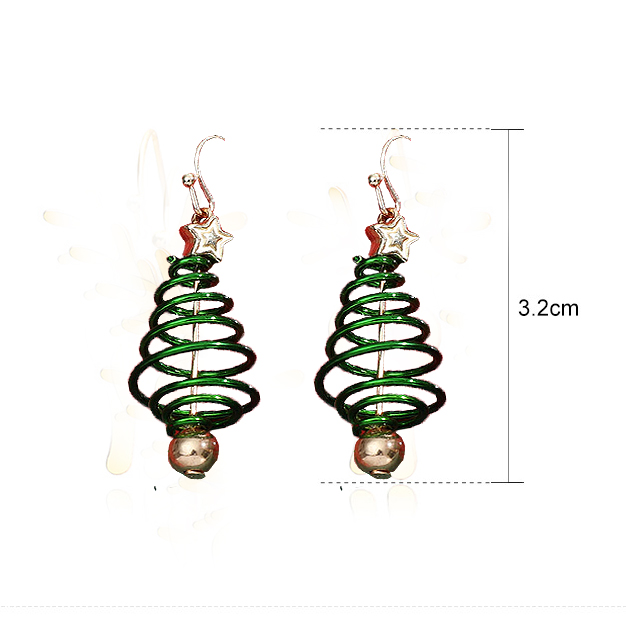 Christmas Tree Green Star Detail Earrings