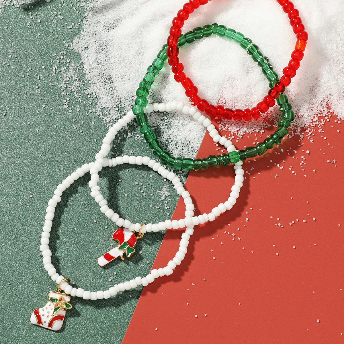 Christmas Design Multi Color Round Bracelet Set