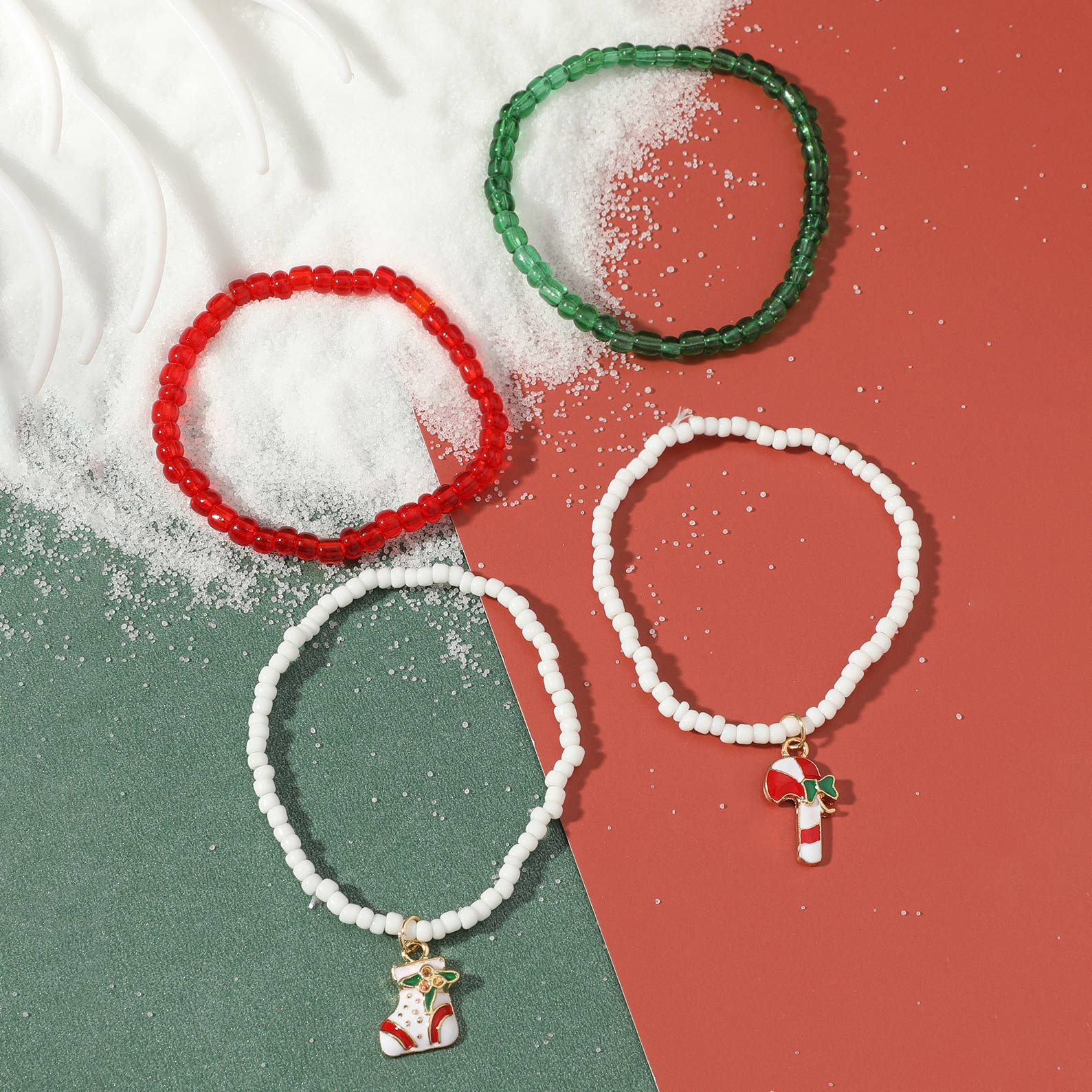 Christmas Design Multi Color Round Bracelet Set