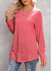 Peach Red Round Neck Regular Sleeve T Shirt