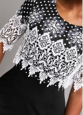 Polka Dot Lace Patchwork Black Bodycon Dress