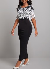 Polka Dot Lace Patchwork Black Bodycon Dress