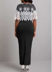 Polka Dot Lace Patchwork Black Bodycon Dress