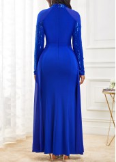 Shinning Sapphire Blue Side Slit Maxi Dress