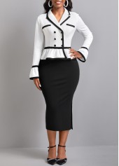 Ruffle Black Lapel Flared Sleeve Bodycon Dress