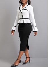 Ruffle Black Lapel Flared Sleeve Bodycon Dress