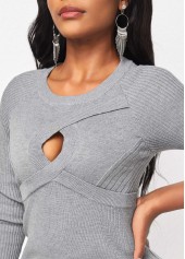 Light Grey Marl Round Neck Cable Sweater