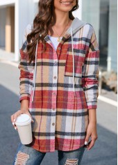 Plus Size Multi Color Plaid Long Sleeve Coat