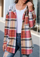 Plus Size Multi Color Plaid Long Sleeve Coat