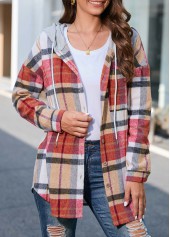Plus Size Multi Color Plaid Long Sleeve Coat