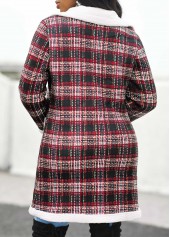 Plaid Pocket Black Lapel Long Sleeve Coat