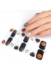 Halloween Pumpkin and Ghost Print Black Nail Sticker