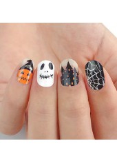 Halloween Pumpkin and Ghost Print Black Nail Sticker