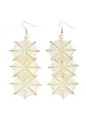 Halloween Iron Gold Spiderweb Design Earrings