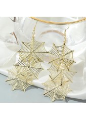 Halloween Iron Gold Spiderweb Design Earrings