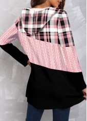 Tartan Print Pink Regular Sleeve Hoodie