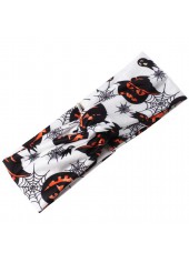 Halloween Pumpkin Print White Polyester Hair accessory